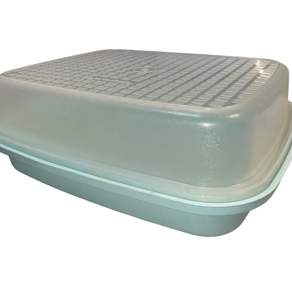 Tupperware Seafoam Green Meat Marinade Container 1294 1295 Sheer Large Seasoning